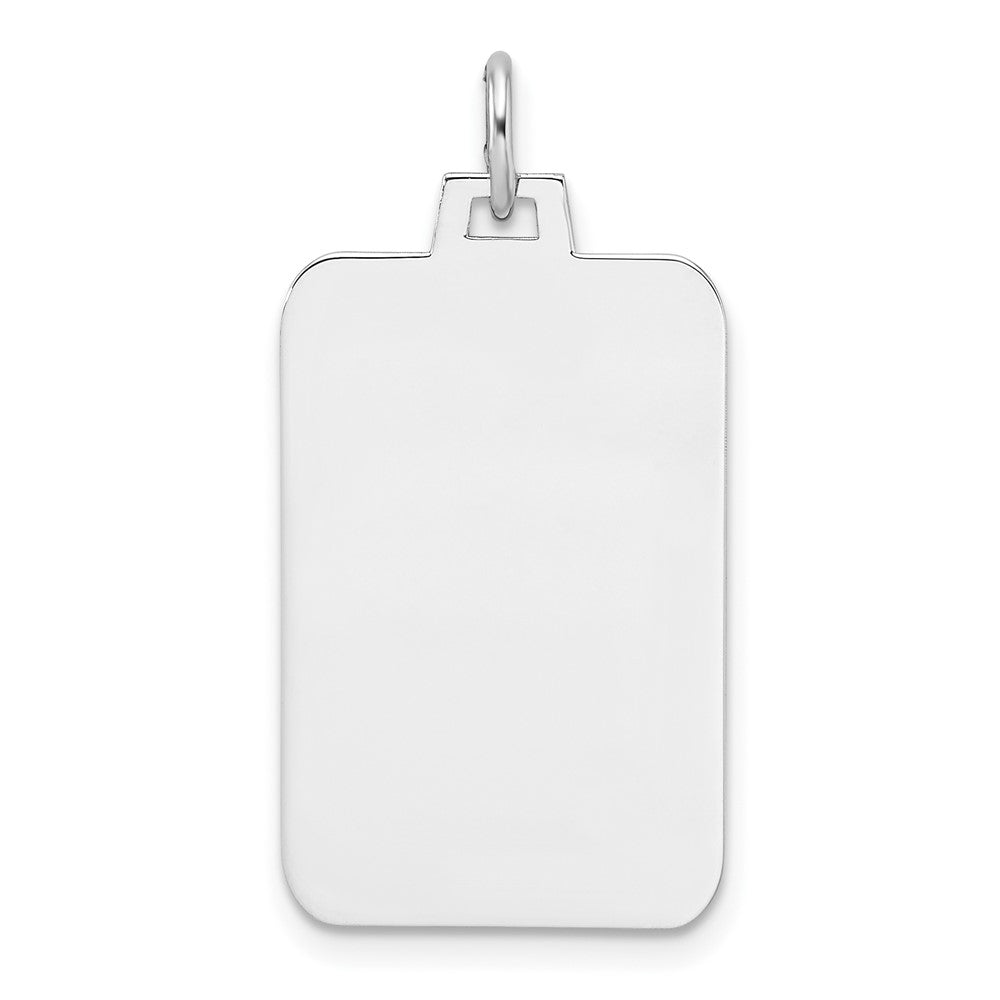 Sterling Silver Rhod.-plated Eng. Rect. Polish Front/Satin Back Disc Charm - 8