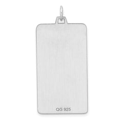 Sterling Silver Rhod-plate Eng. Rect. Polish Front/Satin Back Disc Charm - 42