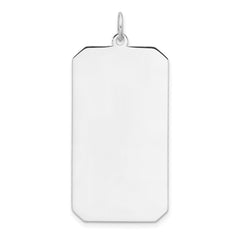 Sterling Silver Rhod-plate Eng. Rect. Polish Front/Satin Back Disc Charm - 46
