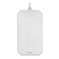 Sterling Silver Rhod-plate Eng. Rect. Polish Front/Satin Back Disc Charm - 47