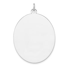 Sterling Silver Rhod-plate Eng. Oval Polish Front/Satin Back Disc Charm - 30