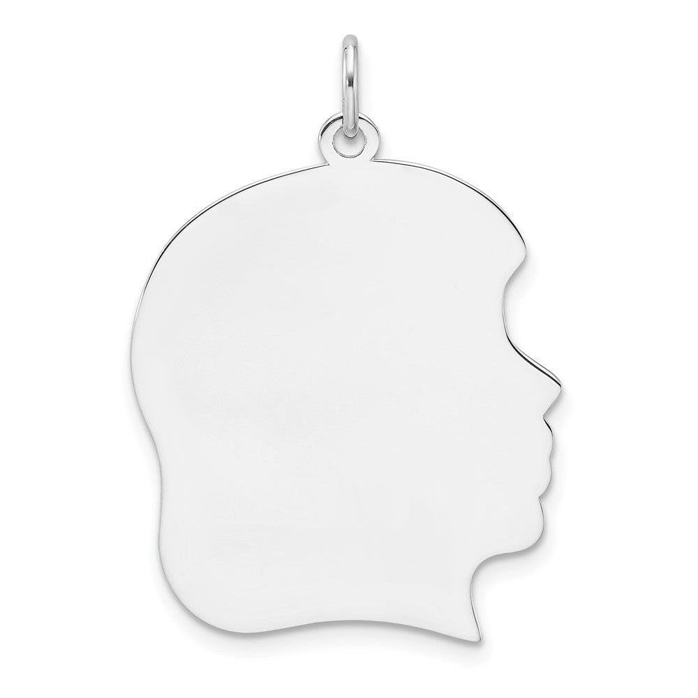Sterl Silver Rh-plt Engraveable Girl Polished Front/Satin Back Disc Charm - 26