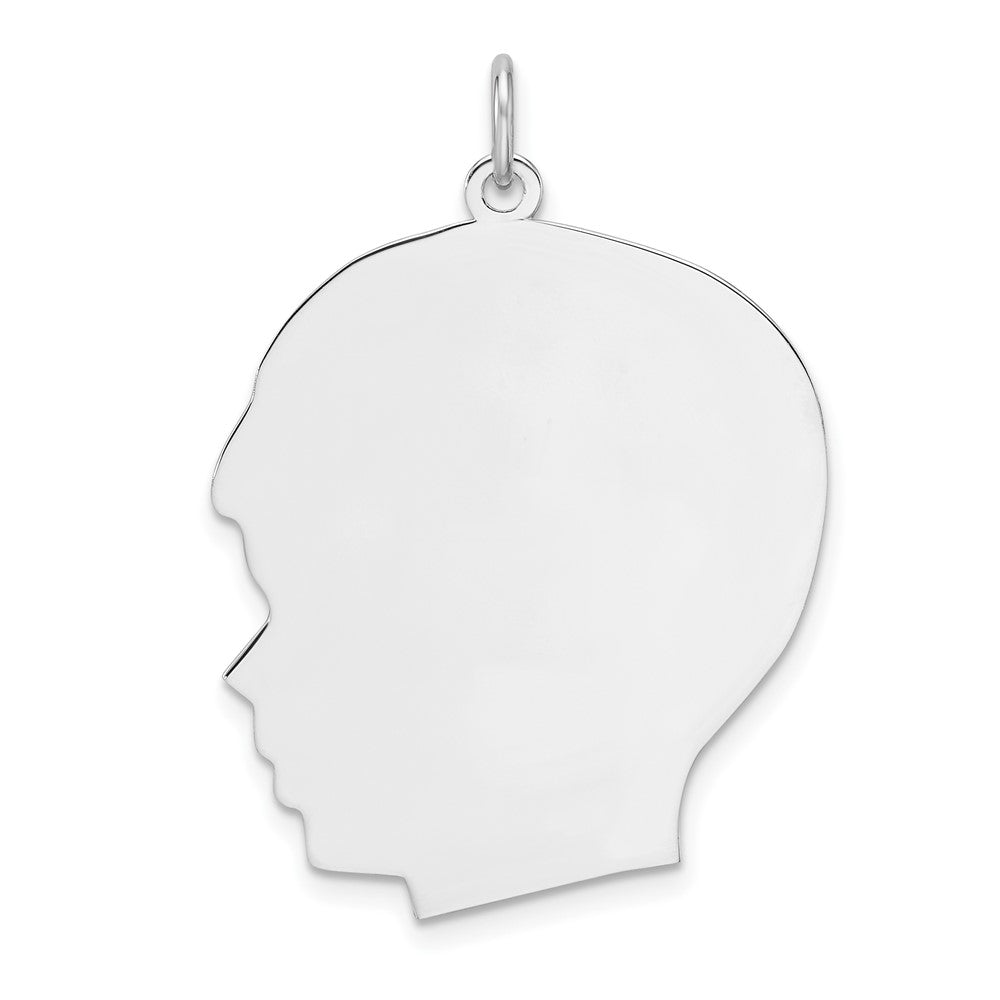 Sterling Silver Rhod-plate Eng. Boy Polished Front/Satin Back Disc Charm - 11