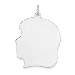 Sterling Silver Rhod-plate Eng. Girl Polished Front/Satin Back Disc Charm - 9