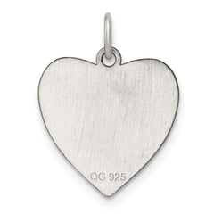 SS Rh-plt Engraveable Heart Polished Front/Satin Back Disc Charm - 3