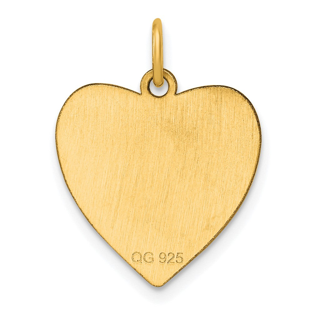 Sterling Silver GP Engraveable Heart Polished Disc Charm - 3