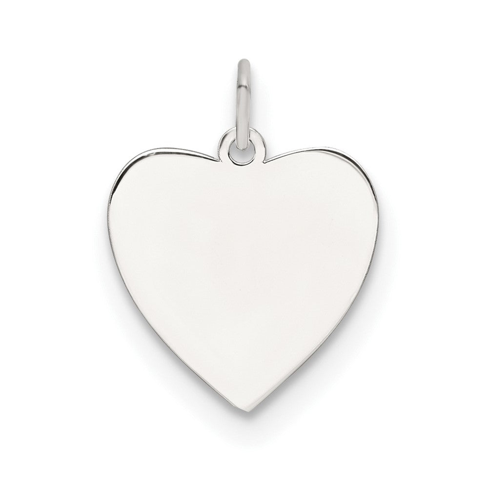 SS Rh-plt Engraveable Heart Polished Front/Satin Back Disc Charm - 2