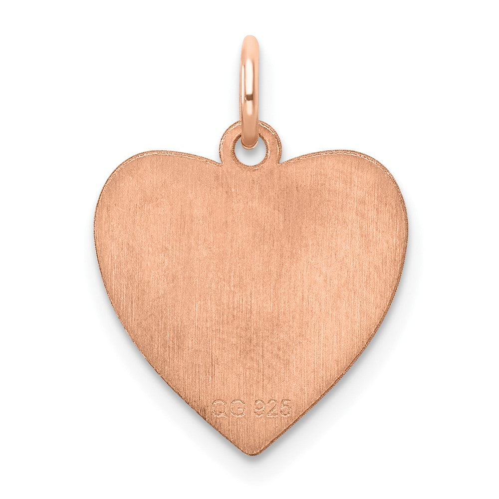 Sterling Silver RG Plated Engraveable Heart Polished Front/Satin Back Disc - 8