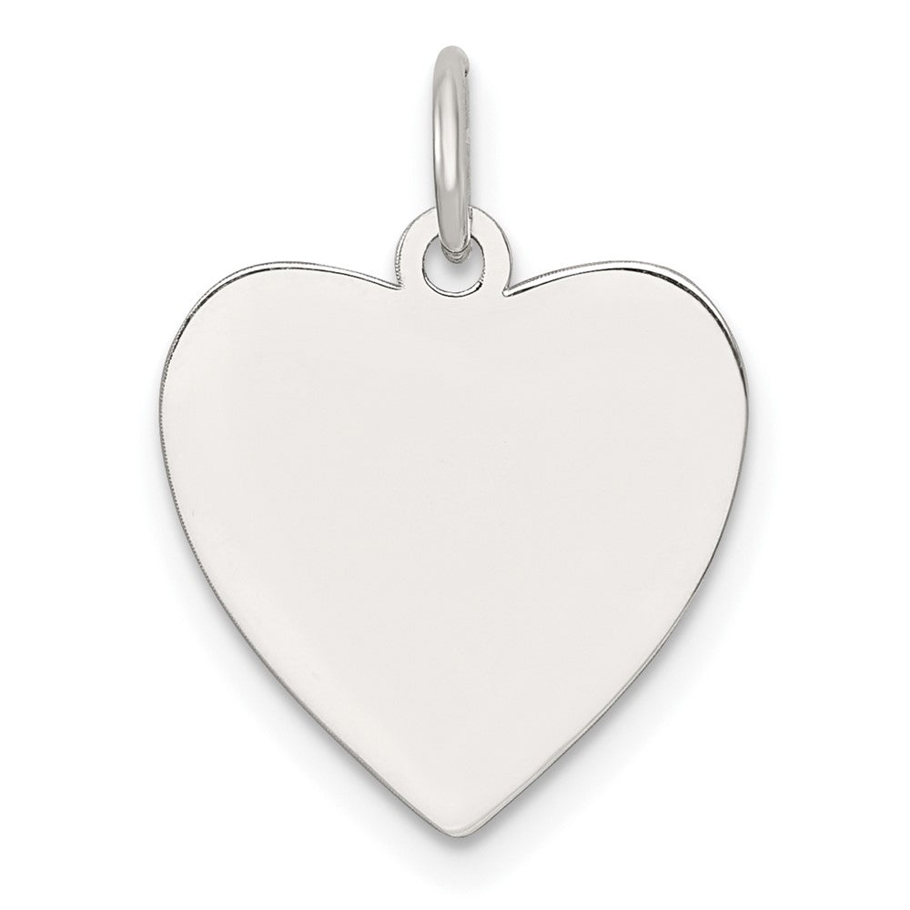 SS Rh-plt Engraveable Heart Polished Front/Satin Back Disc Charm - 34
