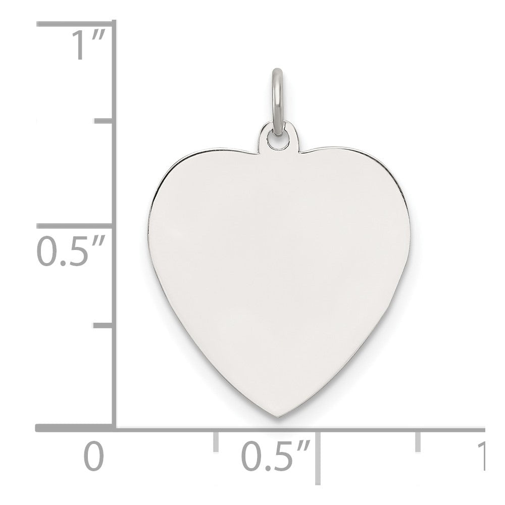SS Rh-plt Engraveable Heart Polished Front/Satin Back Disc Charm - 30