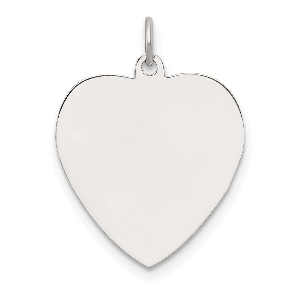 SS Rh-plt Engraveable Heart Polished Front/Satin Back Disc Charm - 30