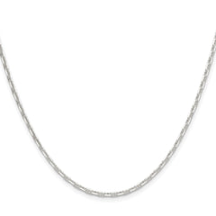Sterling Silver Polished and D/C 2mm Mariner Link Chain - 6