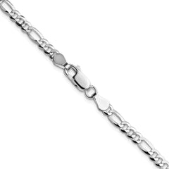 Sterling Silver Rhodium-plated 4.0mm Lightweight Flat Figaro Chain - 6