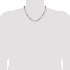 Sterling Silver Rhodium-plated 4.0mm Lightweight Flat Figaro Chain - 6