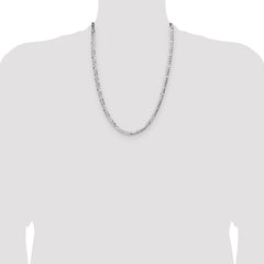 Sterling Silver Rhodium-plated 4.0mm Lightweight Flat Figaro Chain - 7