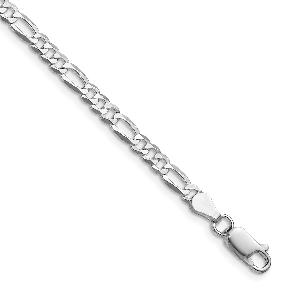 Sterling Silver Rhodium-plated 4.0mm Lightweight Flat Figaro Chain - 7