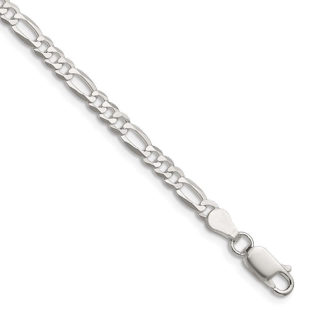 Sterling Silver 4.0mm Lightweight Flat Figaro Chain - 9