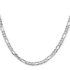 Sterling Silver Rhodium-plated 4.5mm Lightweight Flat Figaro Chain - 8