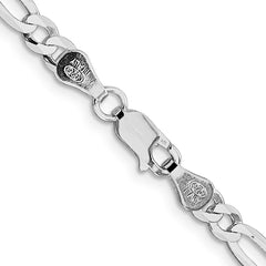Sterling Silver Rhodium-plated 4.5mm Lightweight Flat Figaro Chain - 8