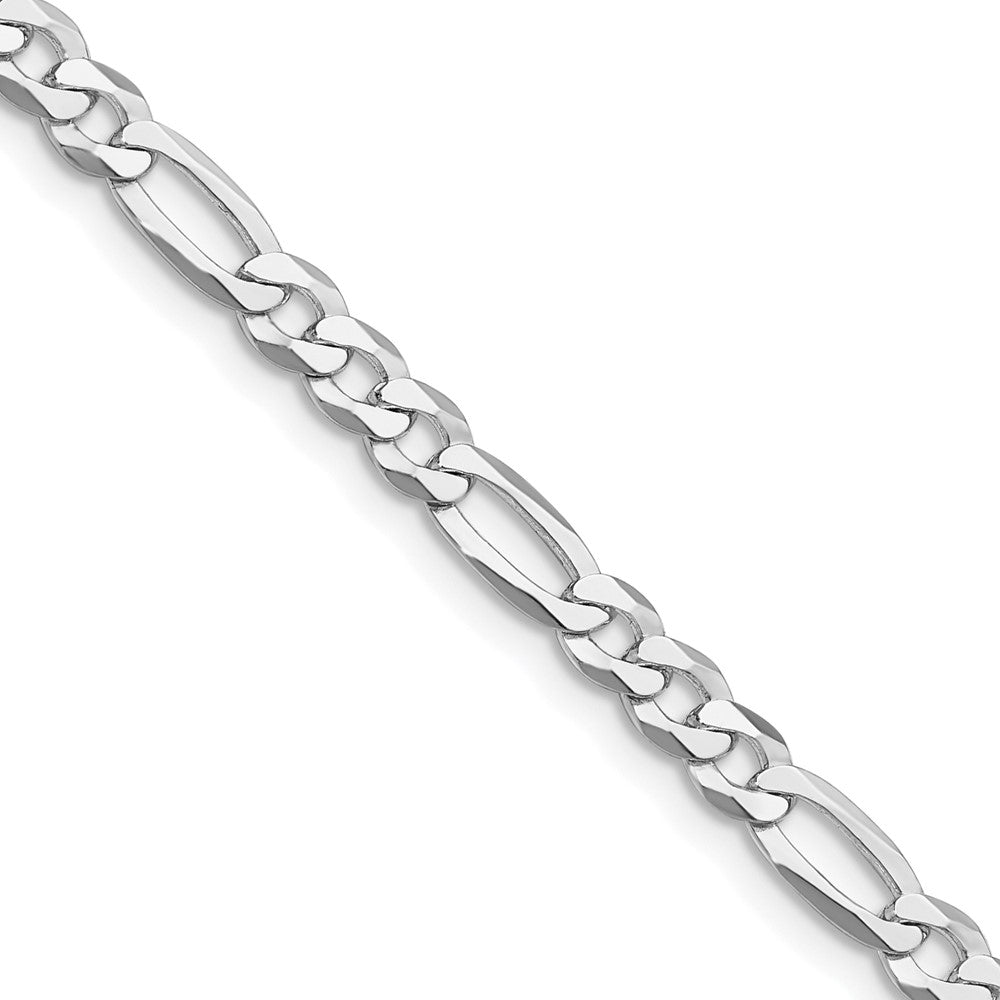 Sterling Silver Rhodium-plated 4.5mm Lightweight Flat Figaro Chain - 8