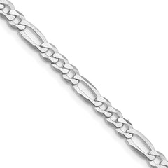 Sterling Silver Rhodium-plated 4.5mm Lightweight Flat Figaro Chain - 8