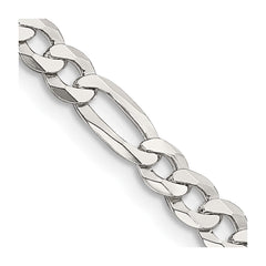 Sterling Silver 4.5mm Lightweight Flat Figaro Chain - 10