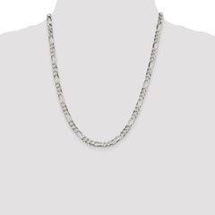 Sterling Silver 5.5mm Lightweight Flat Figaro Chain - 6