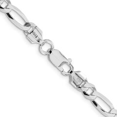 Sterling Silver Rhodium-plated 5.5mm Lightweight Flat Figaro Chain - 5