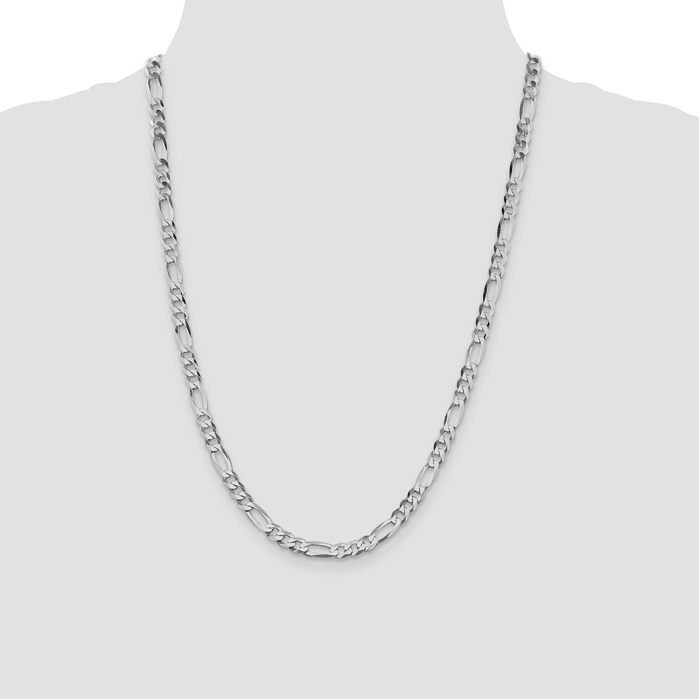 Sterling Silver Rhodium-plated 5.5mm Lightweight Flat Figaro Chain