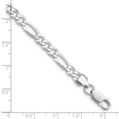 Sterling Silver Rhodium-plated 5.5mm Lightweight Flat Figaro Chain - 7