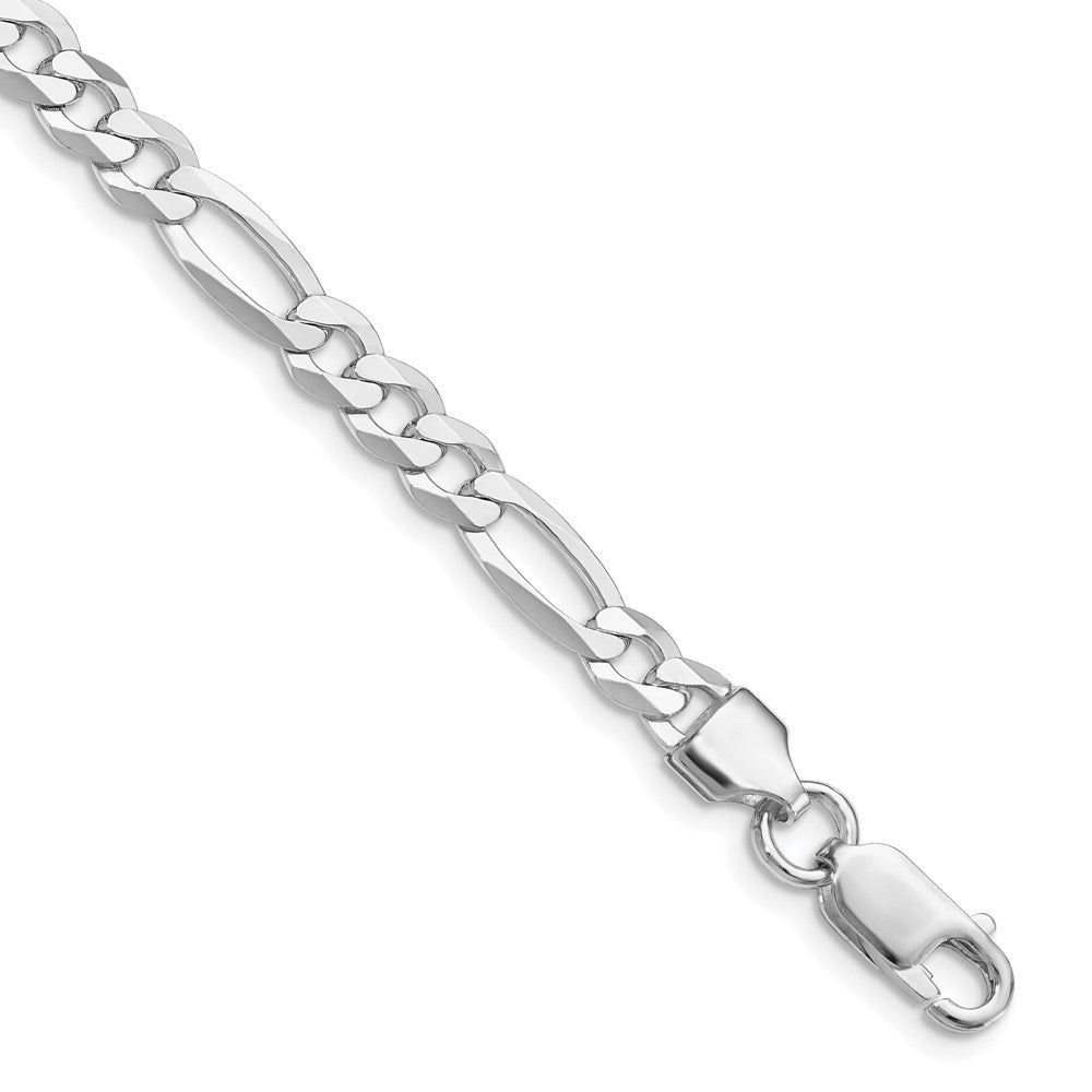 Sterling Silver Rhodium-plated 5.5mm Lightweight Flat Figaro Chain - 7