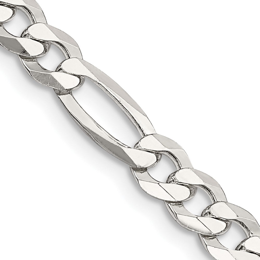 Sterling Silver 5.5mm Lightweight Flat Figaro Chain - 9