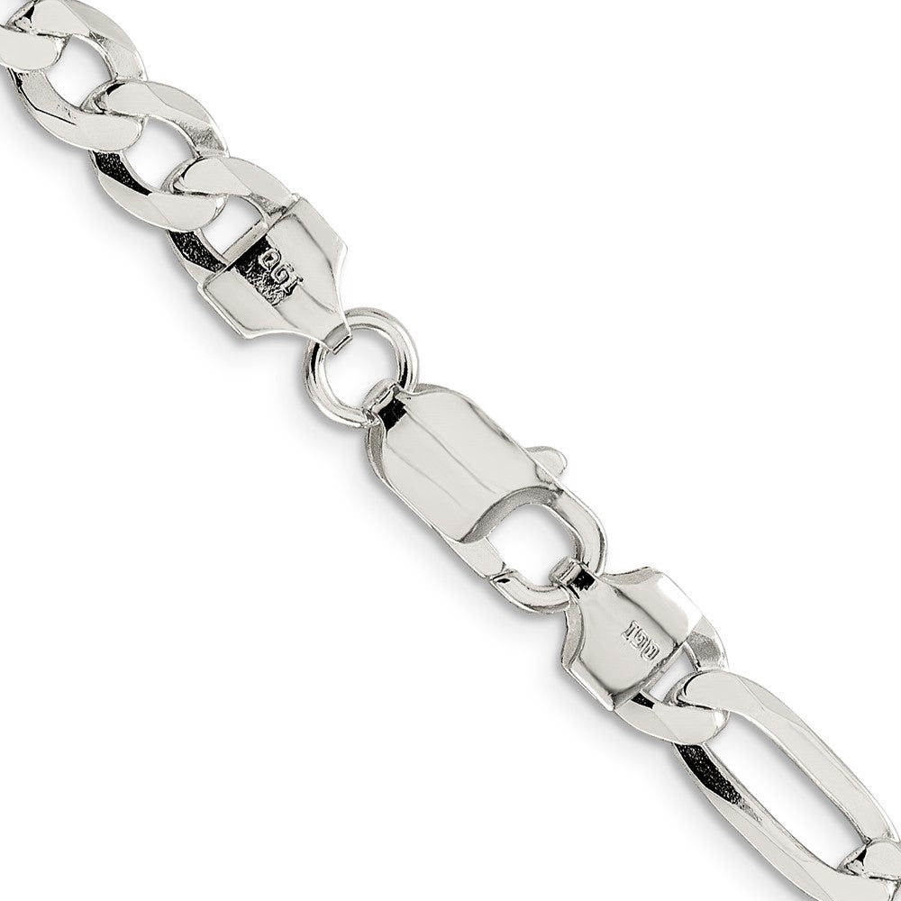 Sterling Silver 7.0mm Lightweight Flat Figaro Chain