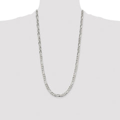 Sterling Silver 7.0mm Lightweight Flat Figaro Chain - 7
