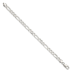 Sterling Silver 7.0mm Lightweight Flat Figaro Chain - 4