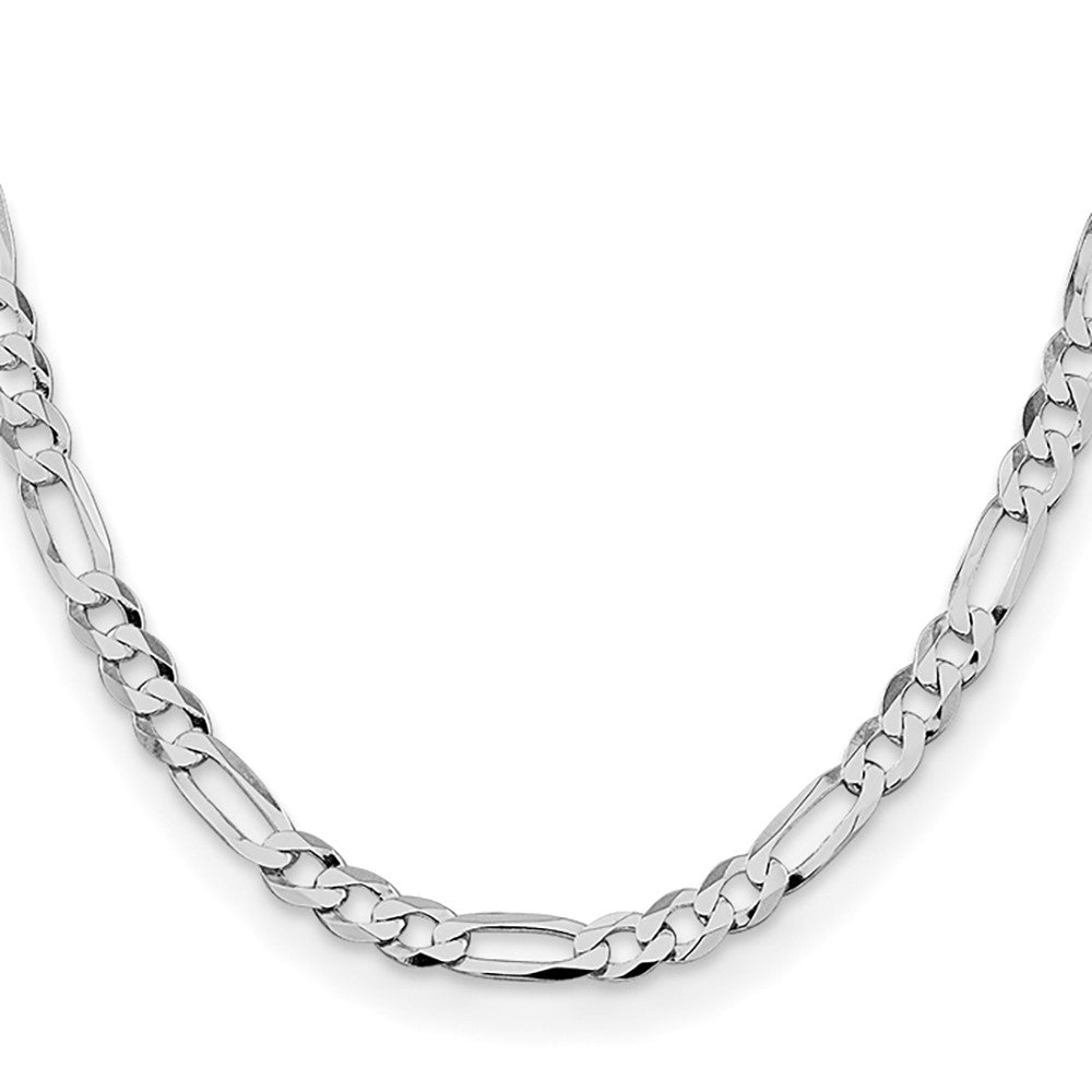 Sterling Silver Rhodium-plated 7.0mm Lightweight Flat Figaro Chain