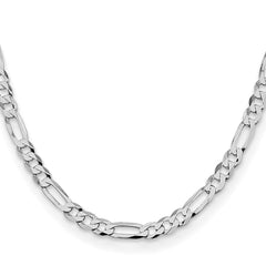 Sterling Silver Rhodium-plated 7.0mm Lightweight Flat Figaro Chain