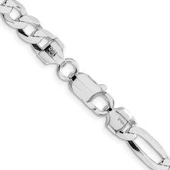 Sterling Silver Rhodium-plated 7.0mm Lightweight Flat Figaro Chain