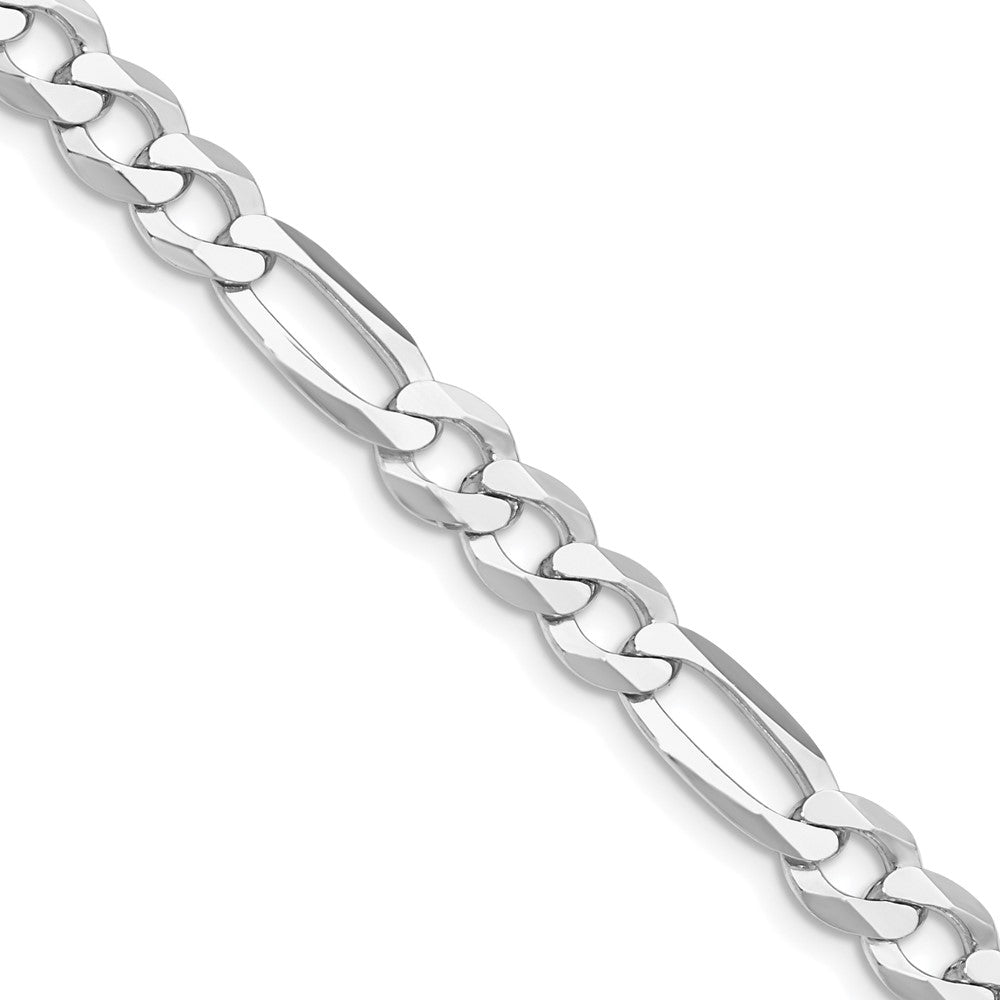 Sterling Silver Rhodium-plated 7.0mm Lightweight Flat Figaro Chain - 4
