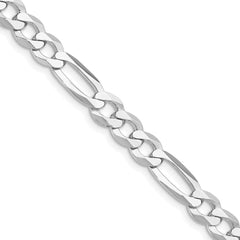 Sterling Silver Rhodium-plated 7.0mm Lightweight Flat Figaro Chain - 4