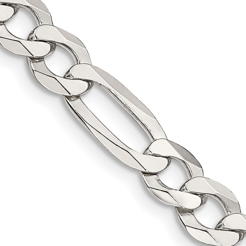 Sterling Silver 7.0mm Lightweight Flat Figaro Chain - 7