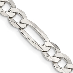 Sterling Silver 7.0mm Lightweight Flat Figaro Chain - 7