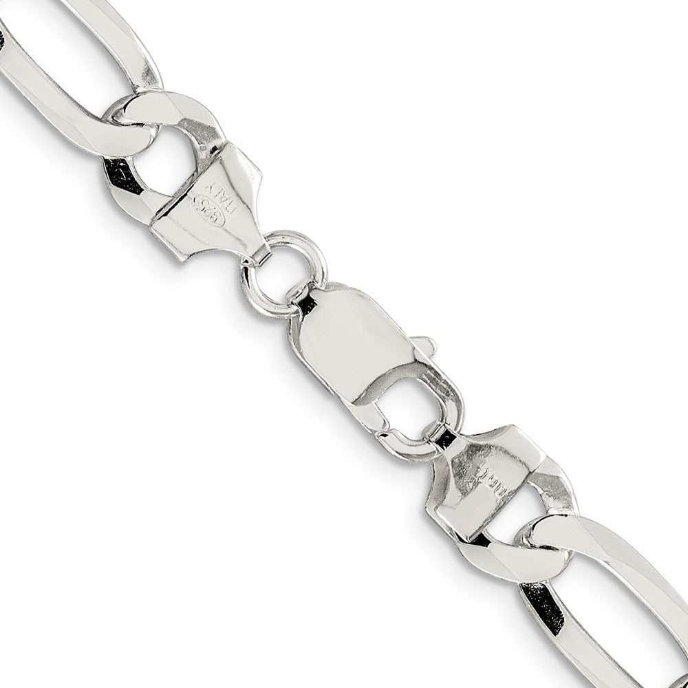 Sterling Silver 8.5mm Lightweight Flat Figaro Chain