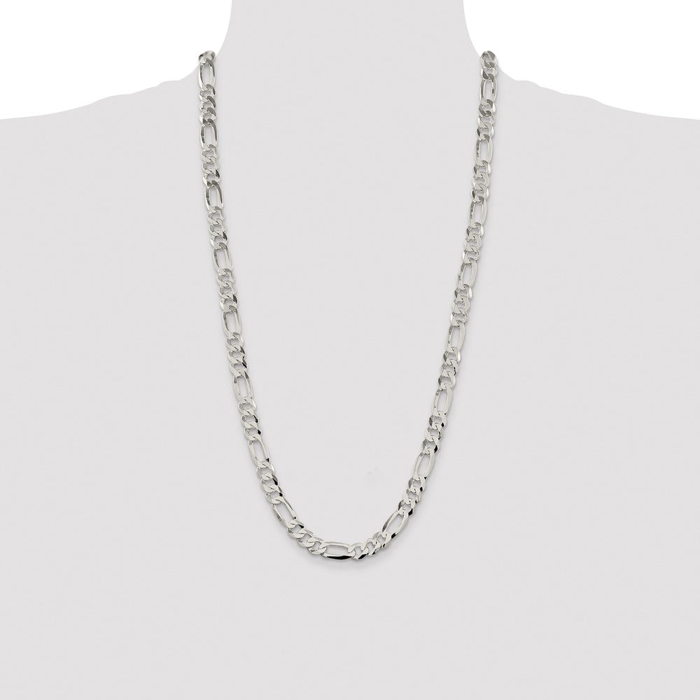 Sterling Silver 8.5mm Lightweight Flat Figaro Chain