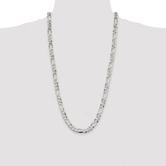 Sterling Silver 8.5mm Lightweight Flat Figaro Chain