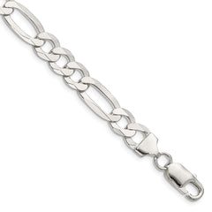Sterling Silver 8.5mm Lightweight Flat Figaro Chain - 3