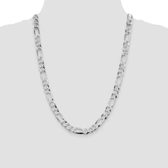 Sterling Silver Rhodium-plated 8.5mm Lightweight Flat Figaro Chain - 4