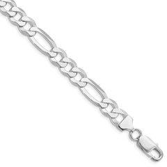 Sterling Silver Rhodium-plated 8.5mm Lightweight Flat Figaro Chain - 3