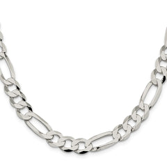 Sterling Silver 9.7mm Lightweight Flat Figaro Chain