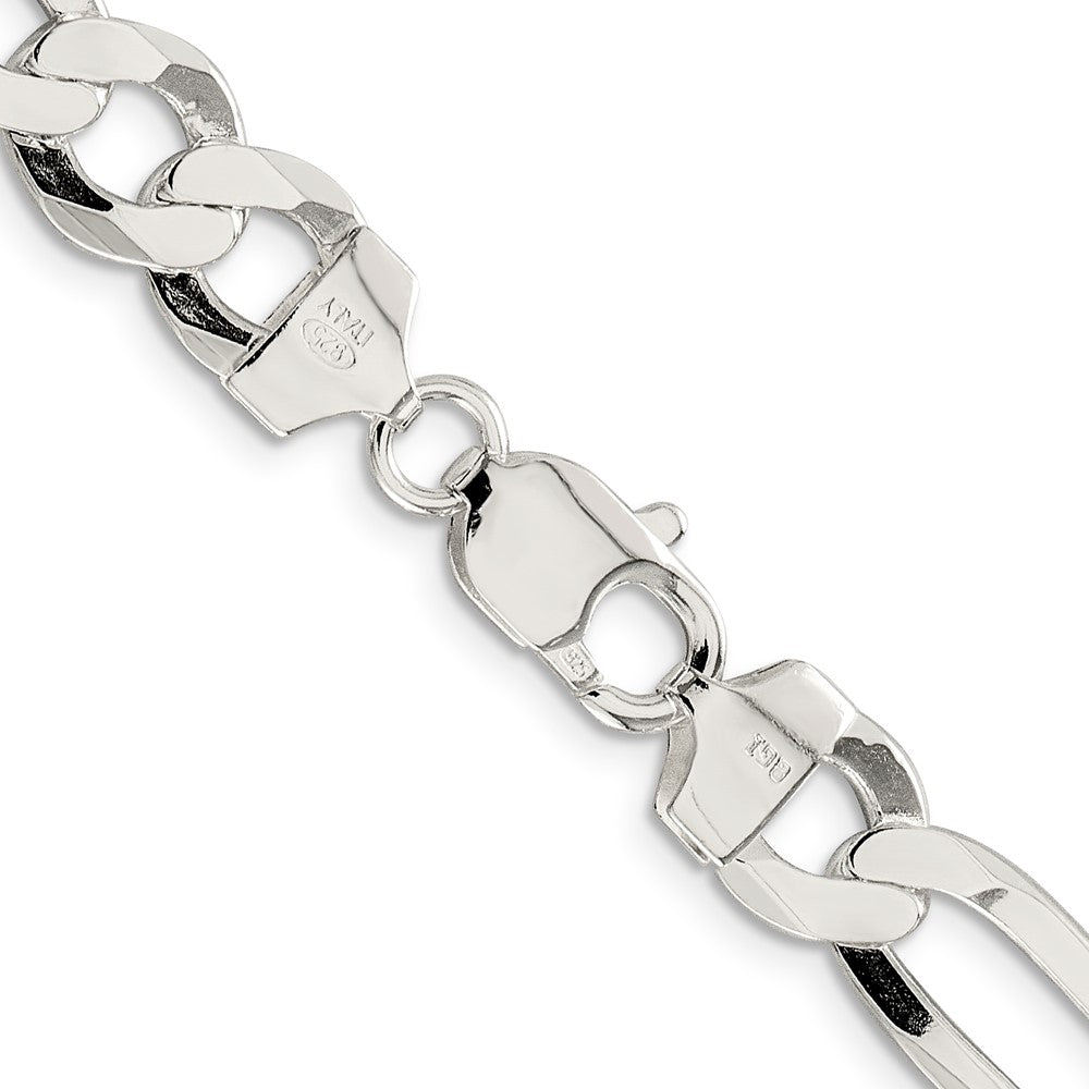 Sterling Silver 9.7mm Lightweight Flat Figaro Chain